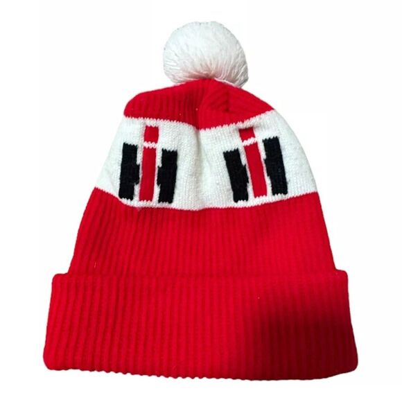 26 International Other - International Harvester Hat Vintage IH Red Beanie Winter Stocking Cap Pom Pom